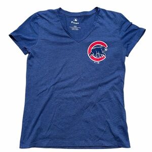 Fanatics Women's Chicago Cubs Blue V-Neck Tee with Logo